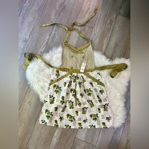 NWT • Retro Vintage Vibe Adult Size Apron with Lemon Print and Stripes